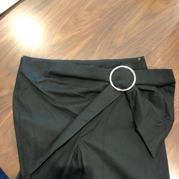 Zara Black Wrap-Front Ankle Pants w/ Silver Buckle - Picture 6 of 6